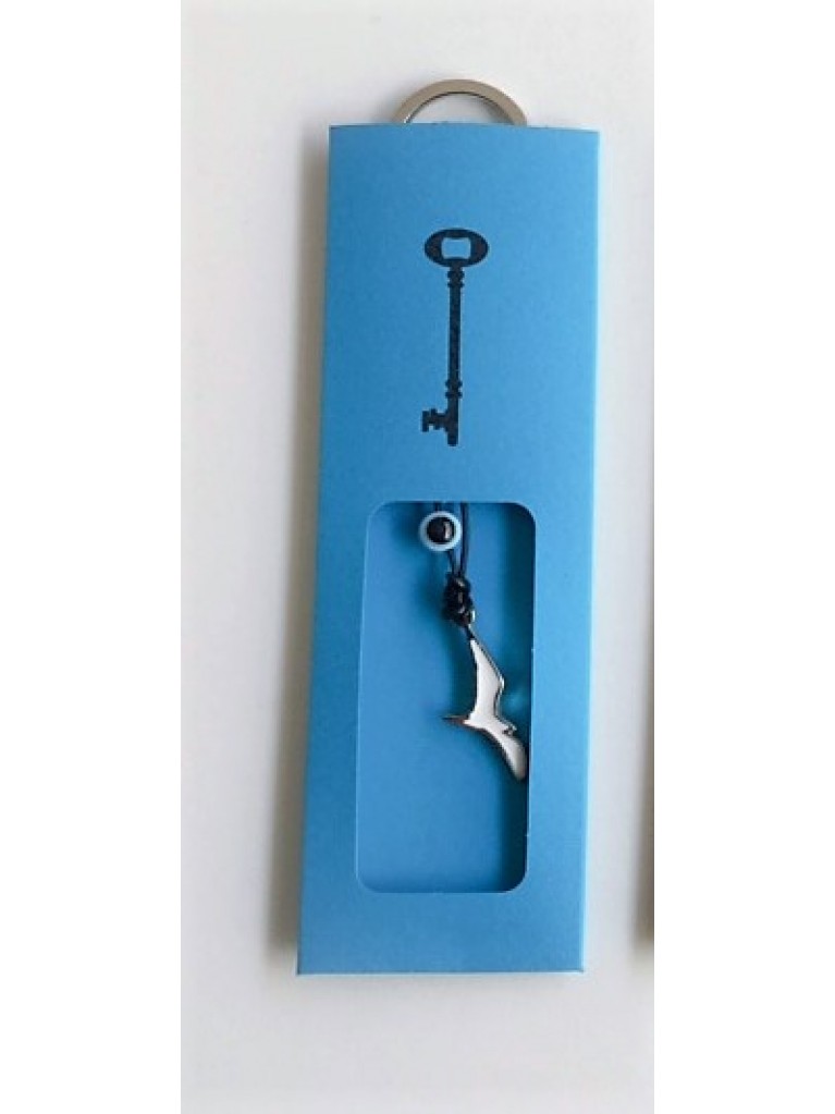 KEYRINGS WITH SILVER ENAMEL SEAGULL