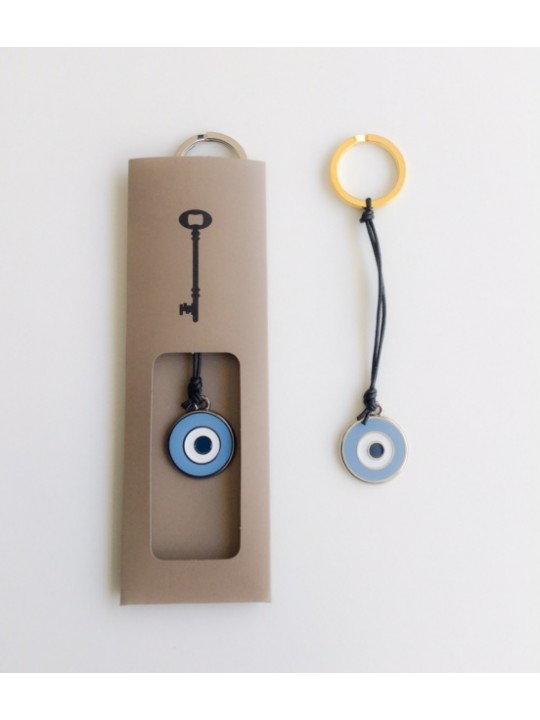 KEYRING WITH LIGHT BLUE EYE