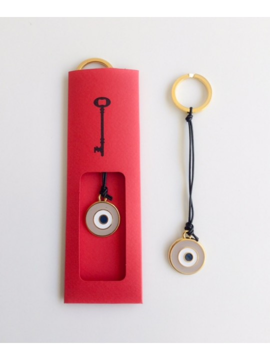 KEYRING WITH BEIGE EYE