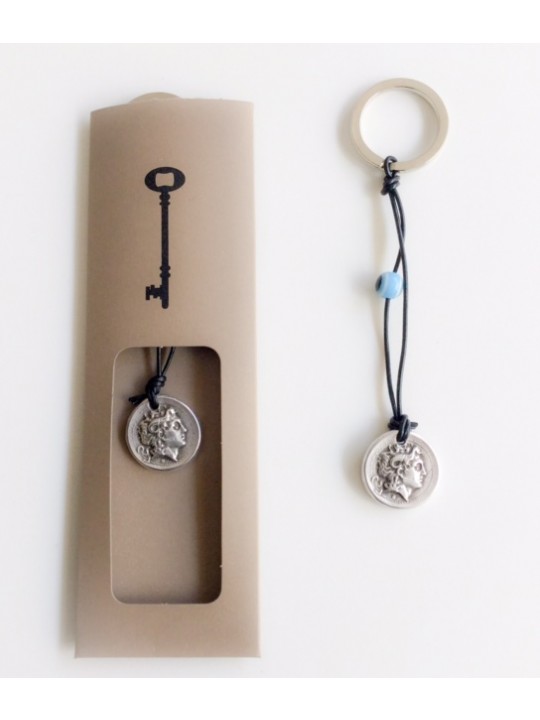 KEYRINGS WITH ALEXANDER THE GREAT ANIQUE SILVER