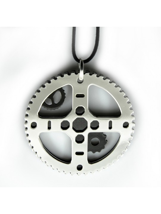 "EXELIXIS" NECKLACE 3,5 CM SILVER - BLACK