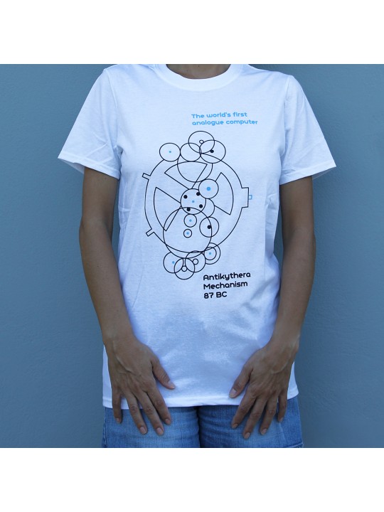WHITE T-SHIRT ANTIKYTHERA MECHANISM